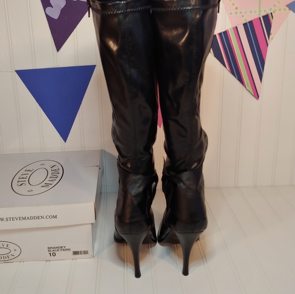 Steve Madden Brandey Black Paris Heeled Boots size 10 - Picture 8 of 16
